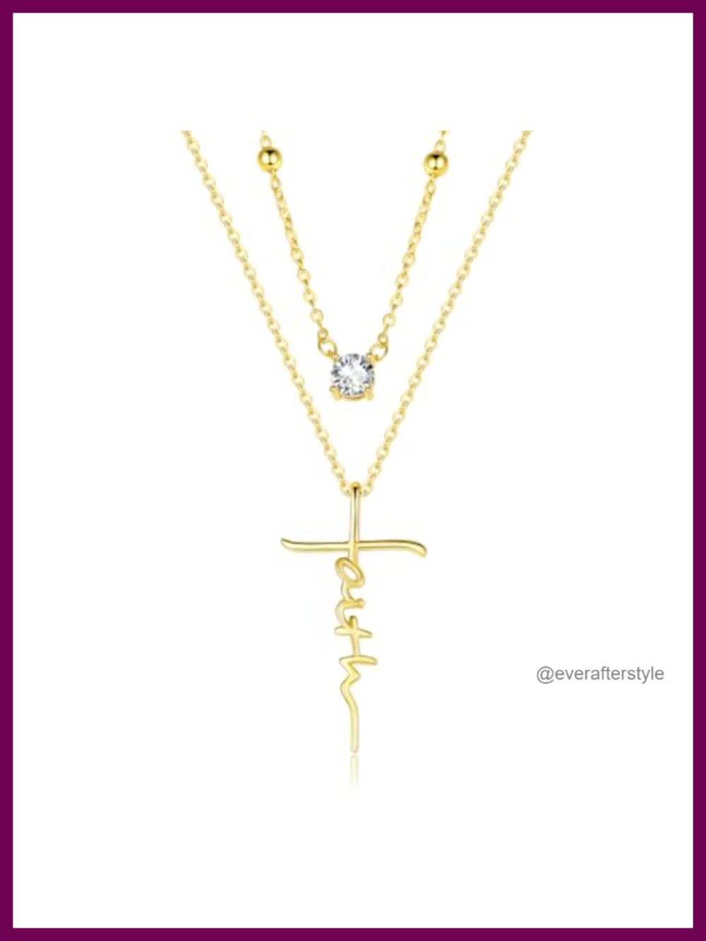 14K Gold Plated Diamond Faith Cross Pendant Necklace Women Gift